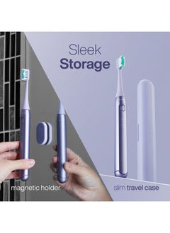 Aquasonic Aquasonic Icon ADA-Accepted Rechargeable Toothbrush | Magnetic Holder & Slim Travel Case | 2 Brushing Modes & Smart Timers | Gentle Micro-Vibrations (Lilac)  - Image 4