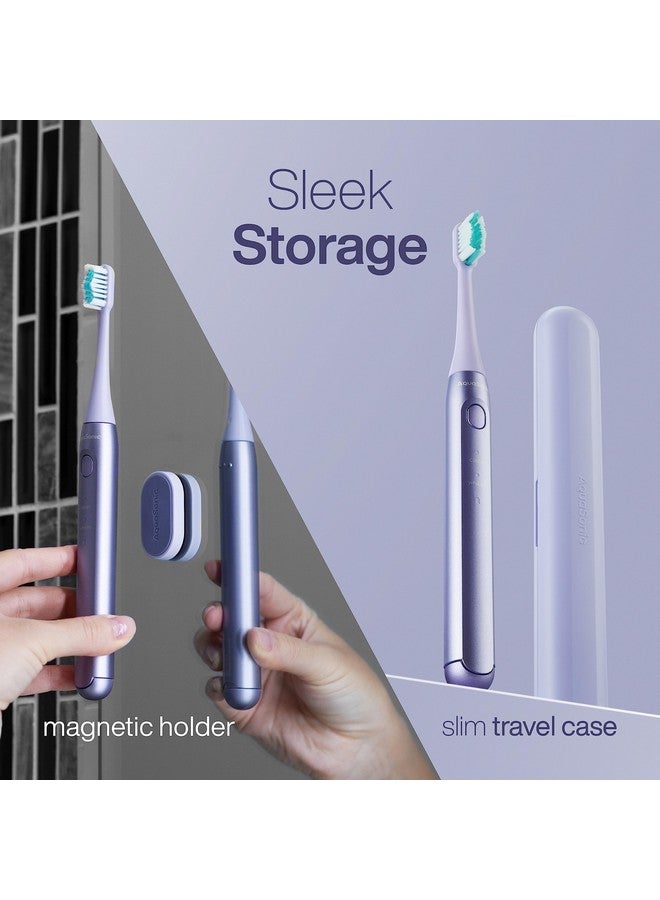 Aquasonic Icon ADA-Accepted Rechargeable Toothbrush | Magnetic Holder & Slim Travel Case | 2 Brushing Modes & Smart Timers | Gentle Micro-Vibrations (Lilac) - Image 4