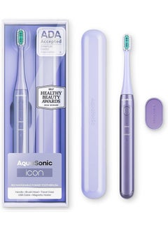 Aquasonic Aquasonic Icon ADA-Accepted Rechargeable Toothbrush | Magnetic Holder & Slim Travel Case | 2 Brushing Modes & Smart Timers | Gentle Micro-Vibrations (Lilac)  - Image 1