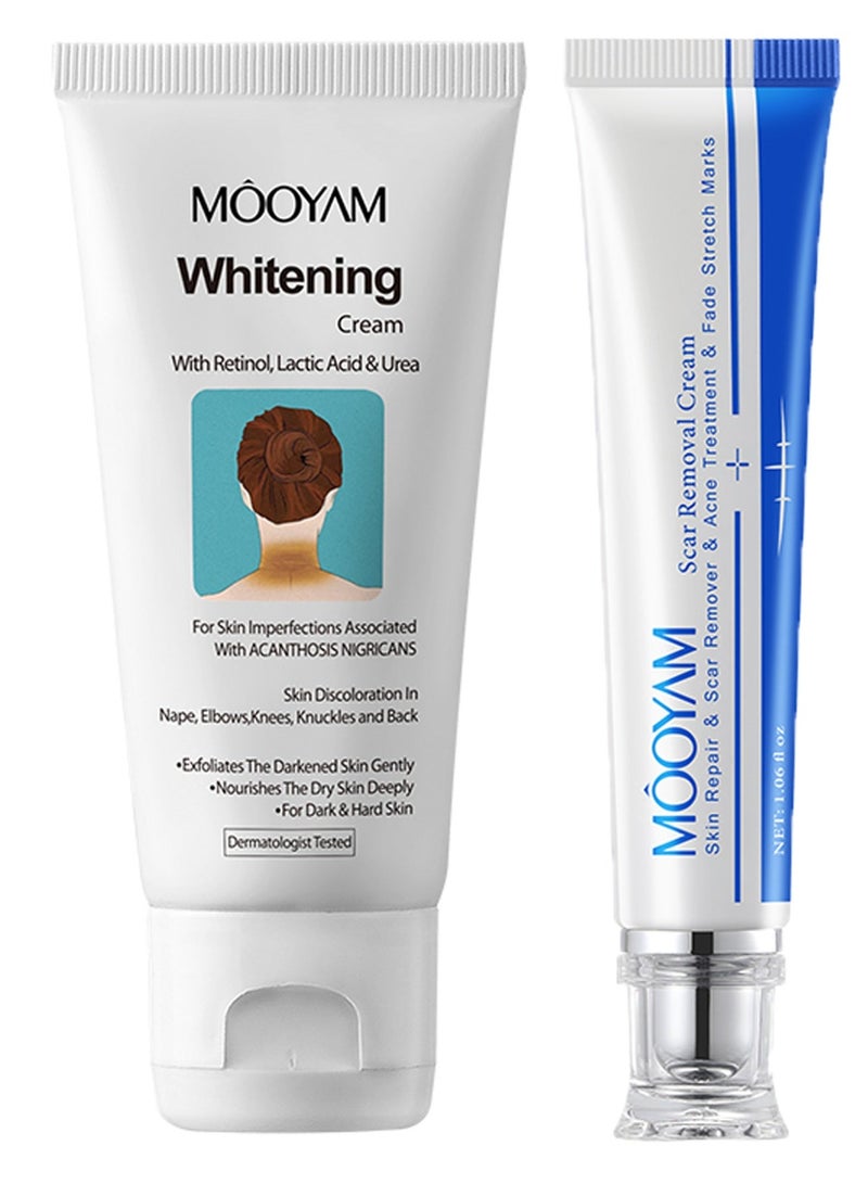 موويام مجموعة علاجية لتفتيح البشرة وإزالة الندبات تحتوي على حمض اللاكتيك واليوريا للندبات الداكنة وعلامات التمدد والبقع الداكنة. تحسن ملمس البشرة لجميع أنواع البشرة. - Image 1