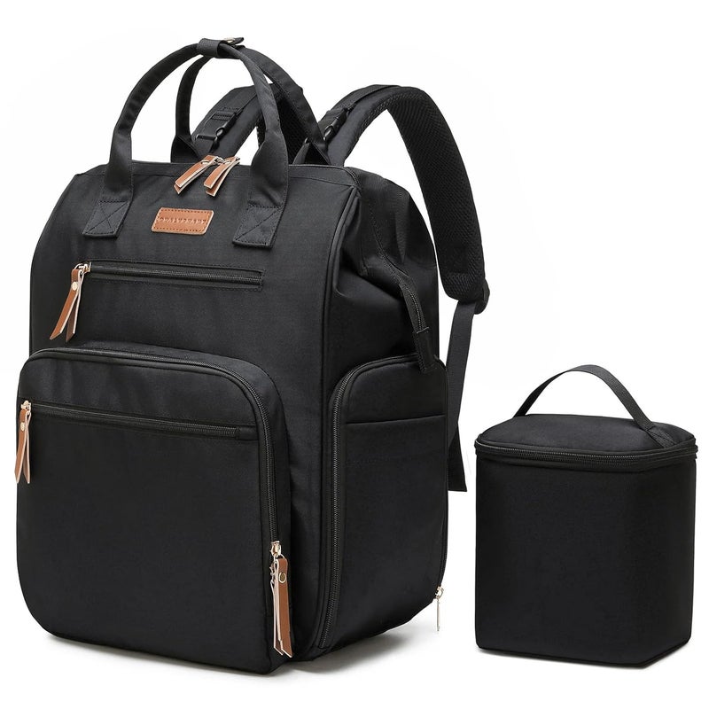 Qualyphant Breast Pump Bag for Spectra S1 S2 Medela Convertible Large Diaper Bag Backpack for Working Moms with 14 inch Laptop Sleeve  Cooler Storage Black - Image 1