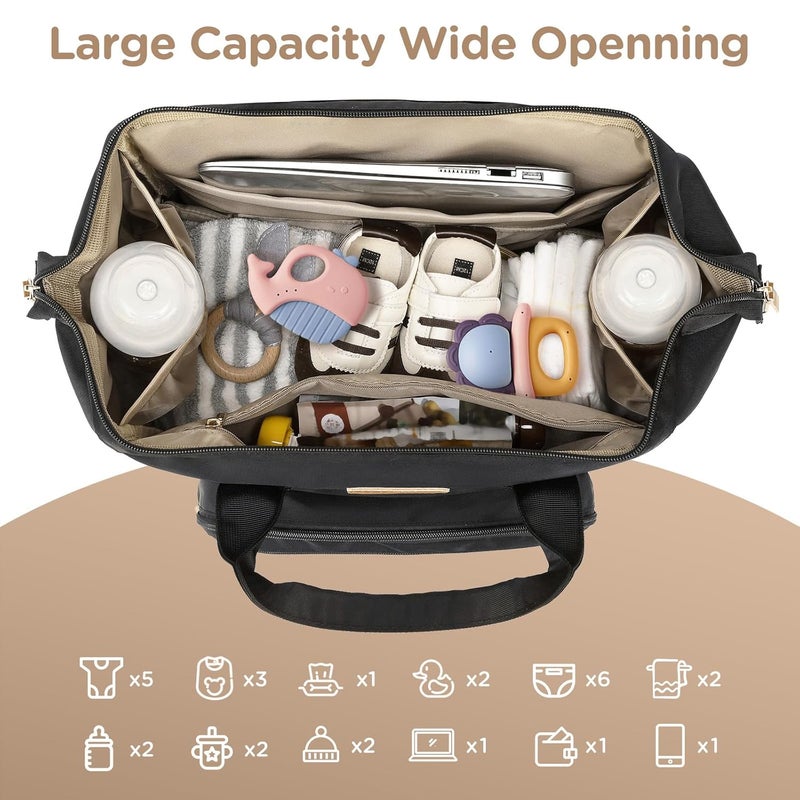 Qualyphant Breast Pump Bag for Spectra S1 S2 Medela Convertible Large Diaper Bag Backpack for Working Moms with 14 inch Laptop Sleeve  Cooler Storage Black - Image 5