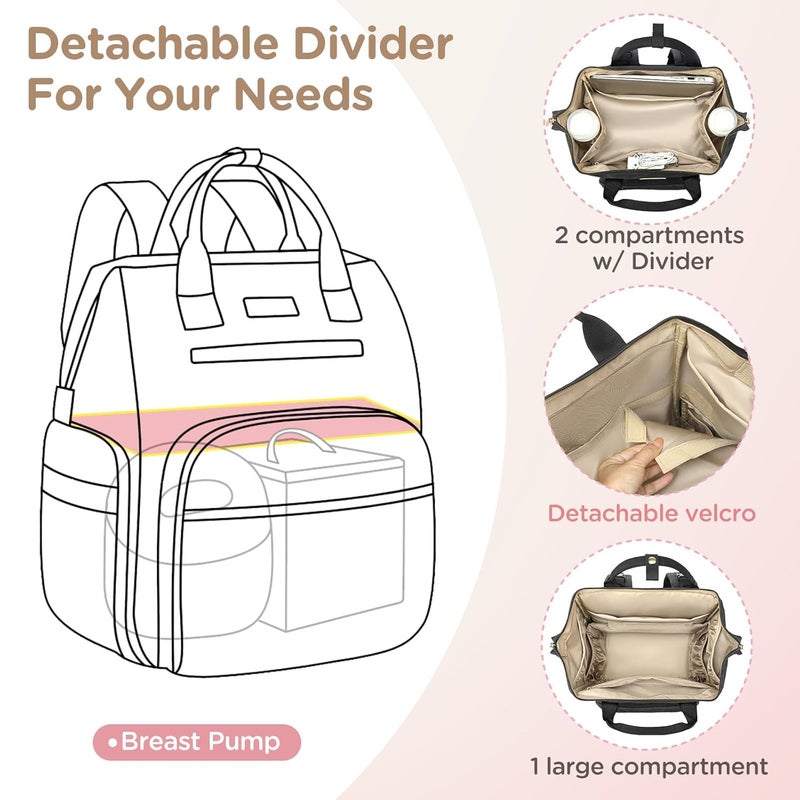 Qualyphant Breast Pump Bag for Spectra S1 S2 Medela Convertible Large Diaper Bag Backpack for Working Moms with 14 inch Laptop Sleeve  Cooler Storage Black - Image 4