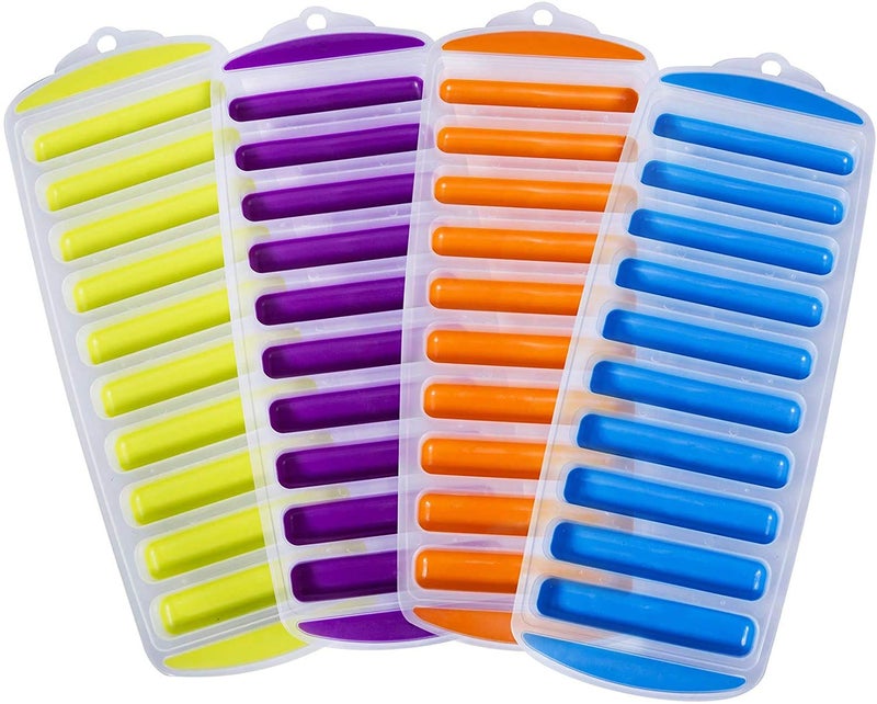 UnequeTrend Set of 4 Silicone Ice Stick Cube Trays Water Bottle Ice Stick Tray Ice Cube Tray with Easy Push and Pop Out Material Ideal for Sports and Water Bottles Assorted Bright Colors - Image 1