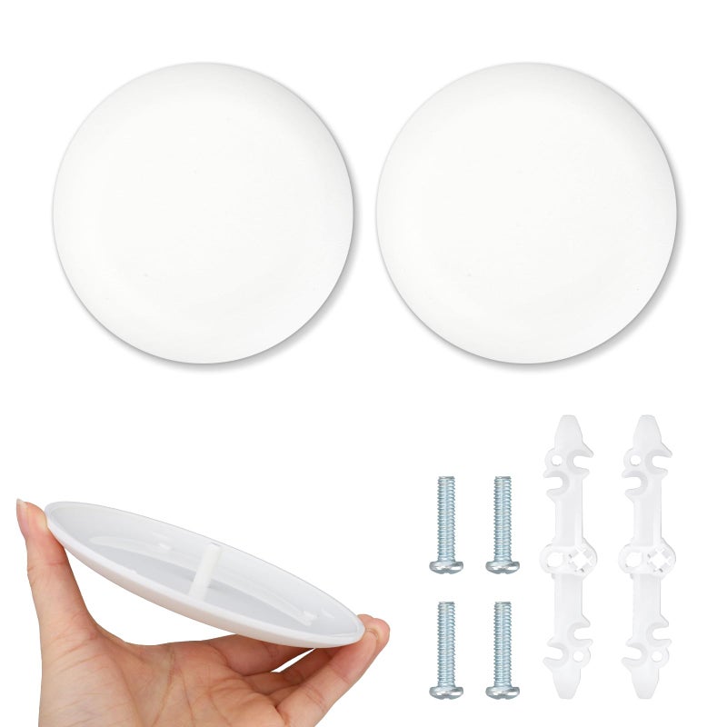 Fukaisu 2pcs CP3540 Ceiling Cover Plate Plastic Round Electrical Box Cover for 312 to 4 Holes Wall Smog Detector Light Fan Fixture Hole Concealer White - Image 2