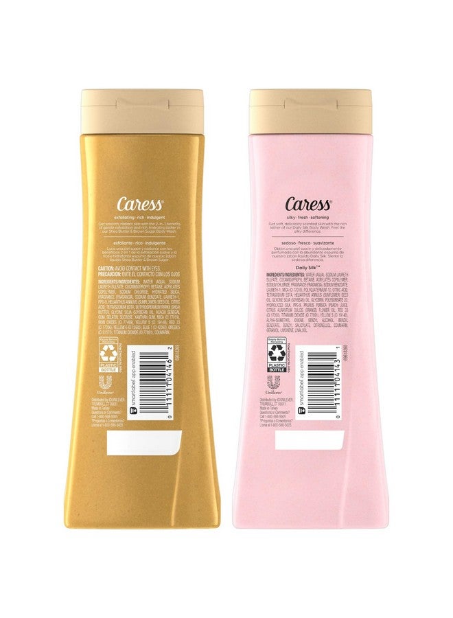 Caress Body Wash Set Shea Butter & Brown Sugar + Daily Silk White Peach & Orange Blossom Moisturizing Body Wash For Gorgeous Radiant Skin Body Soap Liquid Set 20 Fl Oz (2 Piece Set) - Image 2