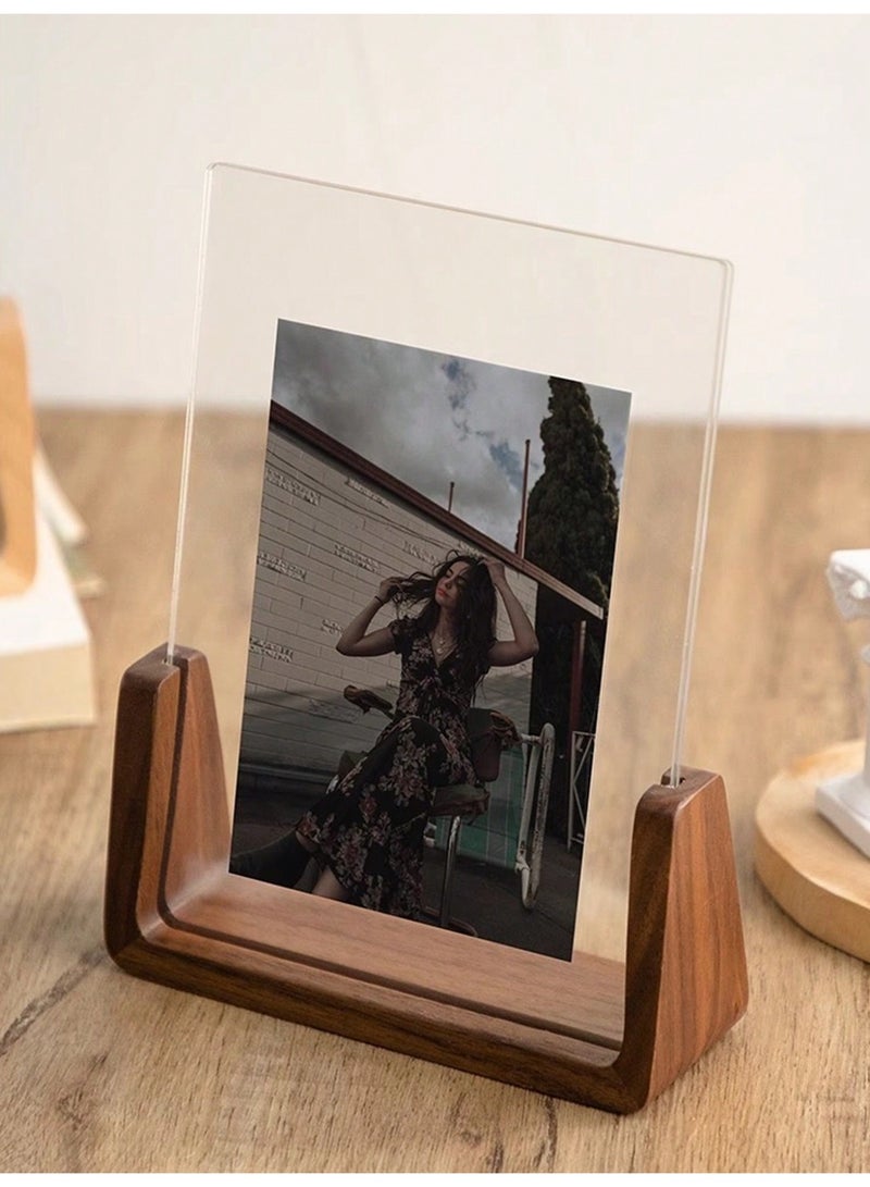 Elegant U-Shaped Solid Wood Photo Frame with Clear Acrylic Panels – Rustic and Modern Design for Tabletop Display – Perfect for Home, Office, Weddings, and Special Events – Multi-Purpose Stand for Business Cards, Conference Signs, and Desk Calendars  - Image 3