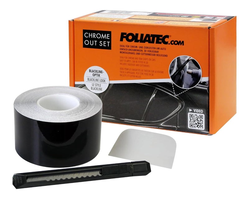 Foliatec Chrome Out 15m x 5cm Gloss Black Trim Trim Trim Set - Image 1