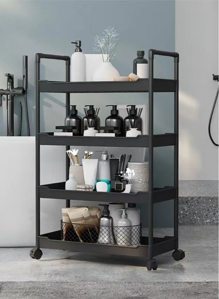 Kutis 4-Tier Removable Storage Organization Shelf Storage Rack for Home Bathroom Kitchen Stainless Steel Material Black 57x28x104 cm - Image 1