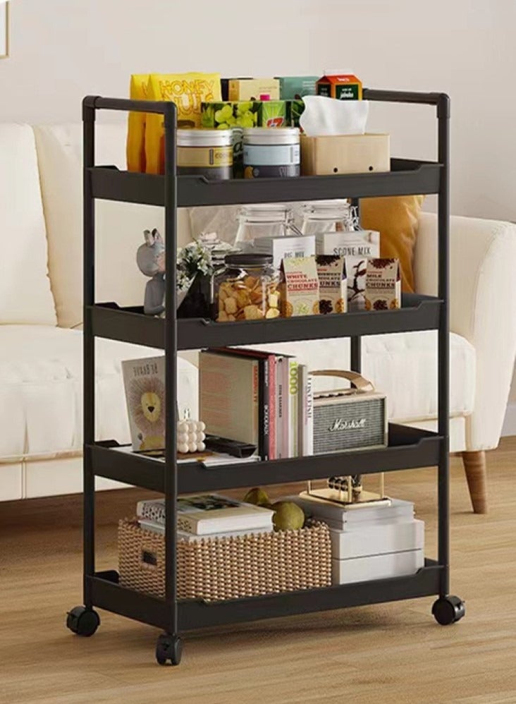 Kutis 4-Tier Removable Storage Organization Shelf Storage Rack for Home Bathroom Kitchen Stainless Steel Material Black 57x28x104 cm - Image 2