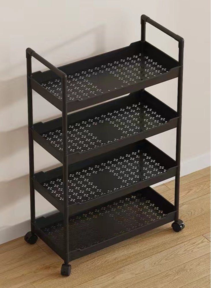 Kutis 4-Tier Removable Storage Organization Shelf Storage Rack for Home Bathroom Kitchen Stainless Steel Material Black 57x28x104 cm - Image 3