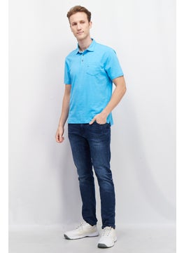 Tailor Vintage Men Regular Fit Heather Short Sleeve Polo Shirt, Turquoise  - Image 4