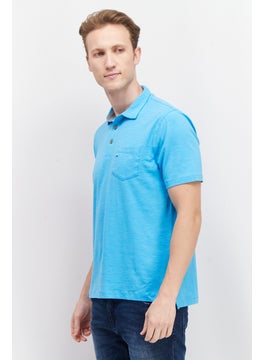 Tailor Vintage Men Regular Fit Heather Short Sleeve Polo Shirt, Turquoise  - Image 3