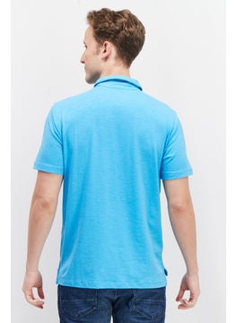 Tailor Vintage Men Regular Fit Heather Short Sleeve Polo Shirt, Turquoise  - Image 2