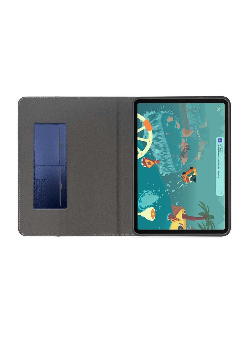 Cat - Cot Samsung Galaxy Tab S10 FE 10.9 5G 2025 (10.9 inches) CAT-COT Series PU Leather with Card Holder Flip Case Cover - Navy Blue  - Image 4