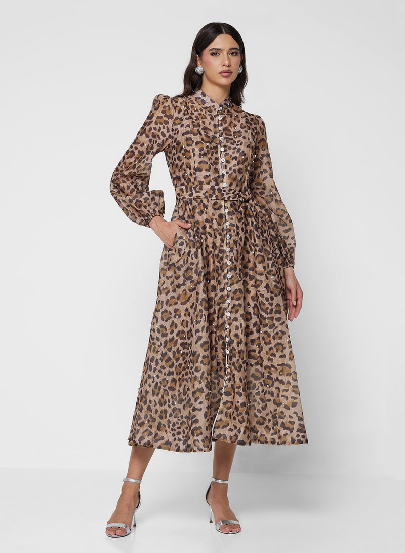 Khizana Animal Print A-line Dress - Image 1