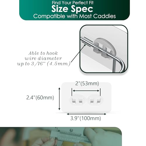 Jovware Sponge Holder Adhesive Replacement Hooks, Soap Dish Adhesive Strips, Toothbrush Holders Sticker, Kitchen Sink Caddy Adhesive Hooks, Shower Wall Mounts Tape Sticky Pads Clear Clips 4 Pack - Image 3