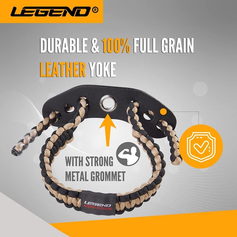 Legend 550 Paracord Bow Wrist Sling - Compound Bow Stabilizer & Hand Loop Carrier for Bow Hunting - Adjustable Wrist Strap with Durable Leather Yoke, Strong Metal Grommets - Archery Accessories & Gear - Image 4