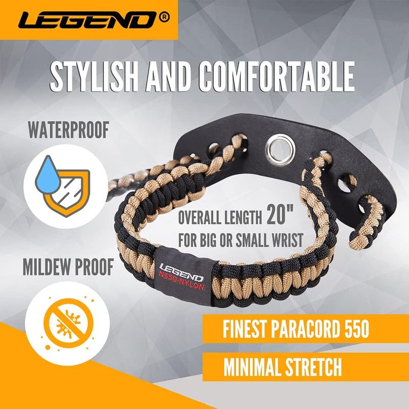 Legend 550 Paracord Bow Wrist Sling - Compound Bow Stabilizer & Hand Loop Carrier for Bow Hunting - Adjustable Wrist Strap with Durable Leather Yoke, Strong Metal Grommets - Archery Accessories & Gear - Image 3