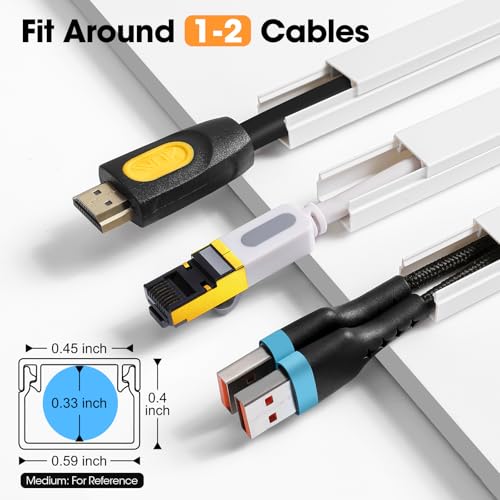YesBes 630in Cord Hider Kit, Cord Covers for Wires on Wall, Cord Hider for Wall Mount tv, tv Cable Hider Wall kit, Paintable Cable Raceway, Wire Covers for Cords, 40X L15.7in X W0.59in X H0.4in, White - Image 2