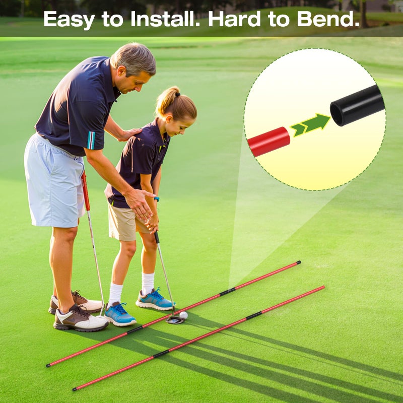 AugFir Golf Alignment Sticks Holder, Angle Adjustable Golf Training Aid, Weighted Golf Swing Trainer with Metal Sticks Practice Teaching Aid for Aiming, Putting, Swing - Image 4