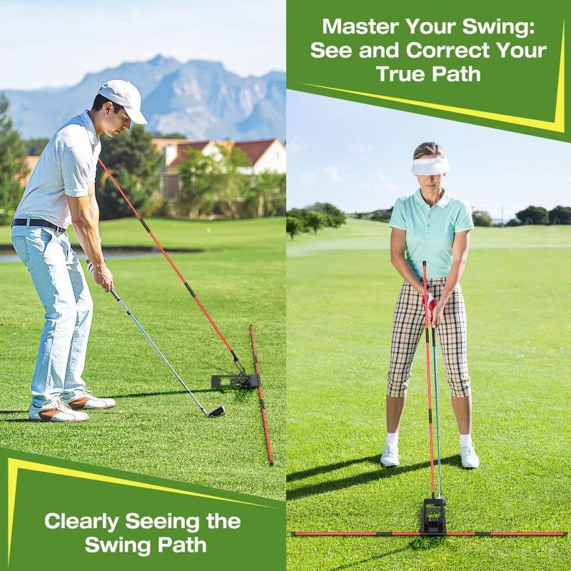 AugFir Golf Alignment Sticks Holder, Angle Adjustable Golf Training Aid, Weighted Golf Swing Trainer with Metal Sticks Practice Teaching Aid for Aiming, Putting, Swing - Image 2