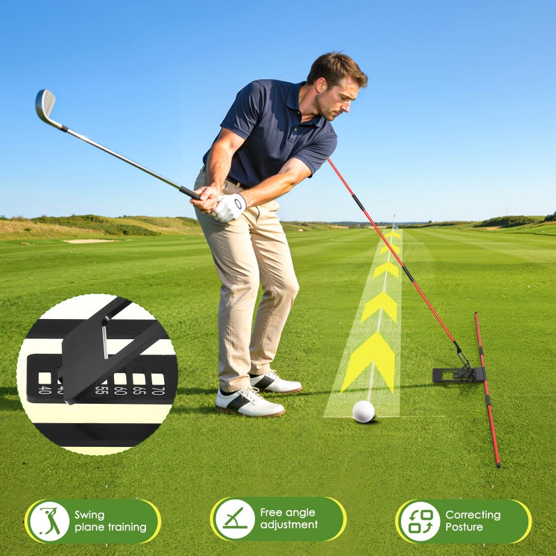 AugFir Golf Alignment Sticks Holder, Angle Adjustable Golf Training Aid, Weighted Golf Swing Trainer with Metal Sticks Practice Teaching Aid for Aiming, Putting, Swing - Image 5