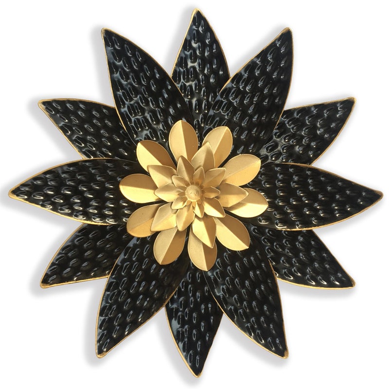 Picfarce Metal Flower Wall Art Decor,10" Rustic Modern Antique Floral Sculpture, Distressed Iron Wall Hanging Home Decoration Accent Artworks for Indoor Kitchen Bedroom Living Office Outdoor Garden Patio - Image 1