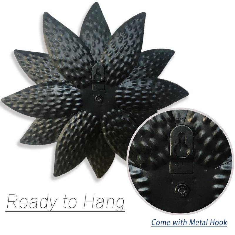 Picfarce Metal Flower Wall Art Decor,10" Rustic Modern Antique Floral Sculpture, Distressed Iron Wall Hanging Home Decoration Accent Artworks for Indoor Kitchen Bedroom Living Office Outdoor Garden Patio - Image 2