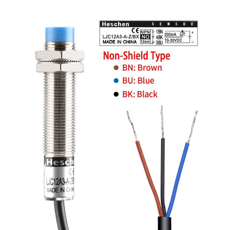 Heschen M12 Capacitive Proximity Sensor Switch Non-Shield Type LJC12A3-A-Z/BX Detector 1-5mm 10-30VDC 200mA NPN Normally Open(NO) 3 Wires - Image 4