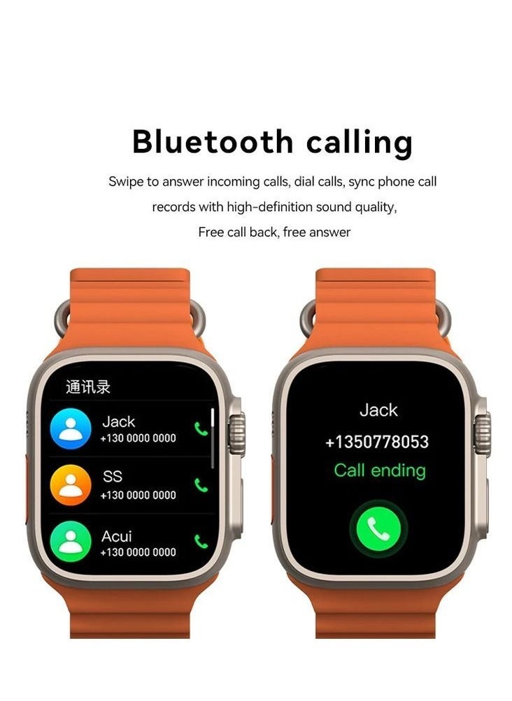 2022 New S8 ultra Smartwatch Series 8 I S8 49mm 1.99 Inch Screen 4 Small Game Dual Straps Ultra8 Smart Watch with Silicone + Nylon Strap (Orange) - Image 2