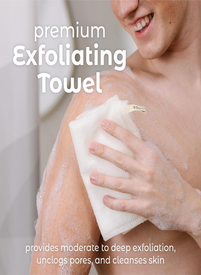 MainBasics Exfoliating Shower Towel - Japanese Nylon Bath Towel and Body Washcloth, Quick-Dry, Durable, Deep Exfoliation (Set of 3, Airy Blossom) - Image 2