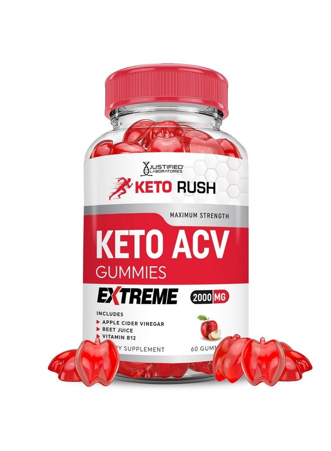 Justified Laboratories Keto Rush Keto ACV Gummies Extreme 2000MG Keto Rush Keto Gummies Apple Cider Vinegar Formulated with Pomegranate Beet Juice Powder B12 Vegan Non GMO 60 Gummys - Image 1