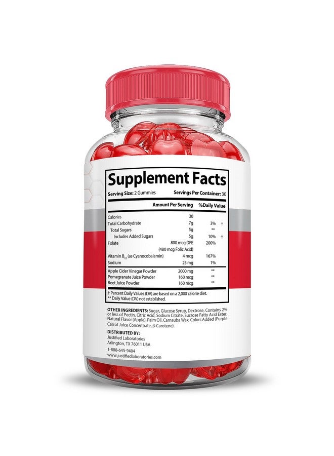 Justified Laboratories Keto Rush Keto ACV Gummies Extreme 2000MG Keto Rush Keto Gummies Apple Cider Vinegar Formulated with Pomegranate Beet Juice Powder B12 Vegan Non GMO 60 Gummys - Image 5
