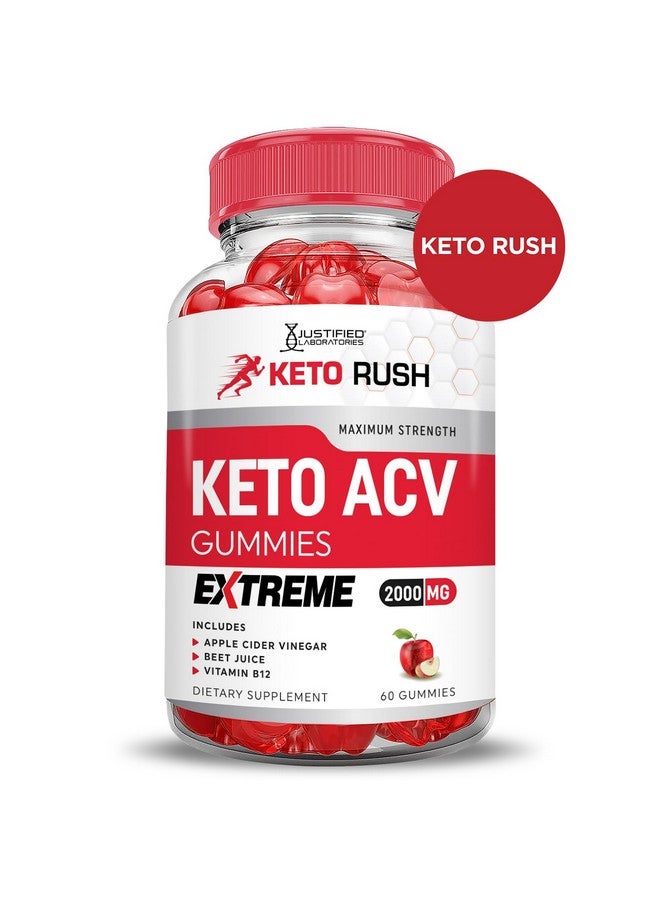 Justified Laboratories Keto Rush Keto ACV Gummies Extreme 2000MG Keto Rush Keto Gummies Apple Cider Vinegar Formulated with Pomegranate Beet Juice Powder B12 Vegan Non GMO 60 Gummys - Image 3