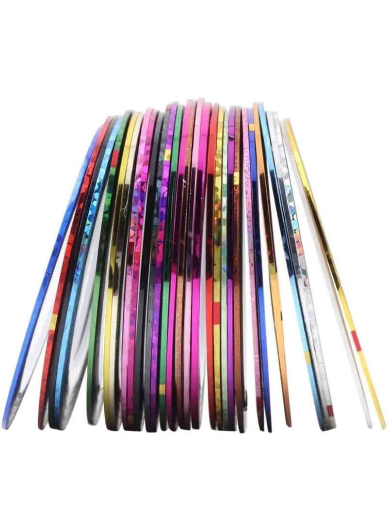 Winstonia - 32pcs 1mm Nail Art Striping Tapes Shiny Lines, Self-Adhesive Decal Decoration Manicure Kit - Image 1