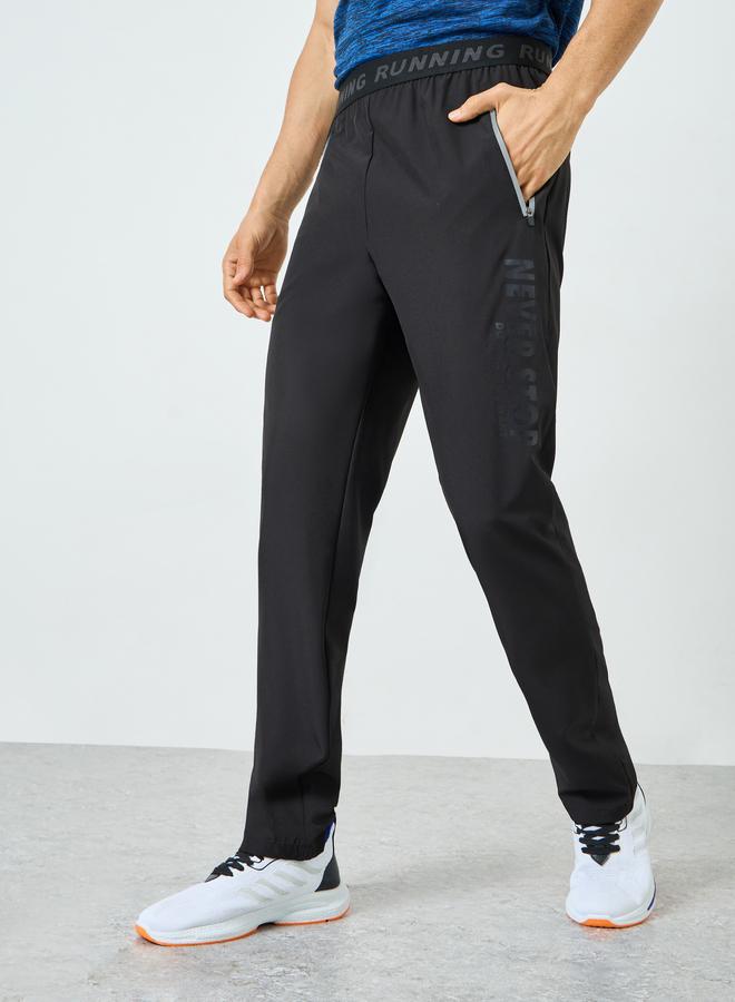 Styli Active Men Black Graphic Training Track Pants - Image 1