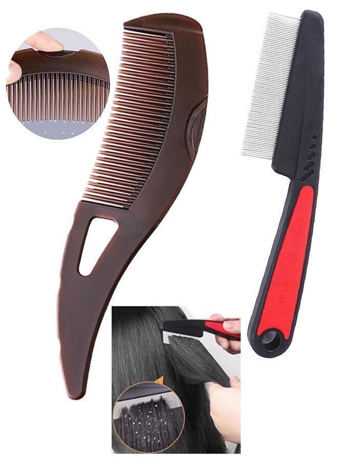 Lice Combs, Dandruff Comb, Massage Comb Hollow-Pressure Design for Deep Scalp Cleansing, Hair Comb for Kids Adults Pets Dog Long/Short Hair (2Pcs) - Image 1