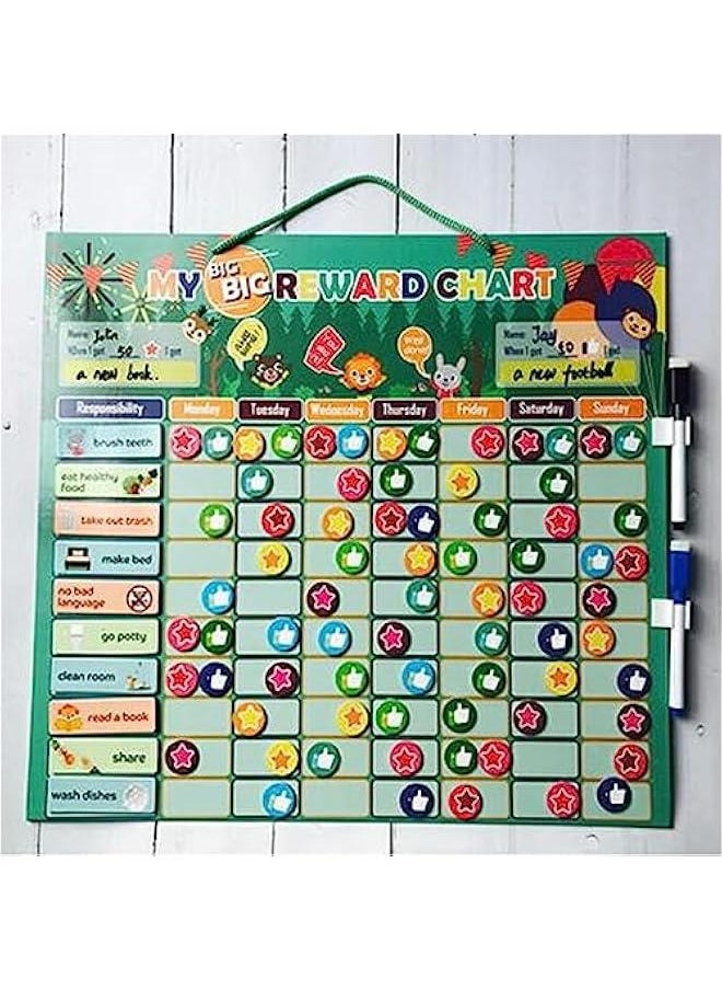 HOOKOR Kids Magnetic Reward and Responsibility System- Behavior Educational Toy, Kids Schedule Living Habits Home Reusable Reward Chart for Kids  - Image 1