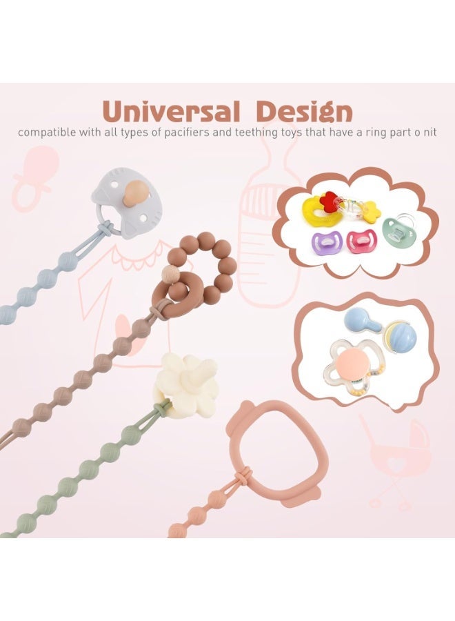 Gonice Silicone Dummy Clip for Baby Boys and Girls, One Piece Pacifier Clips, Wooden Soother Clips Design, Fits Most Pacifiers and Teething Toys, 2 Pack - Image 2