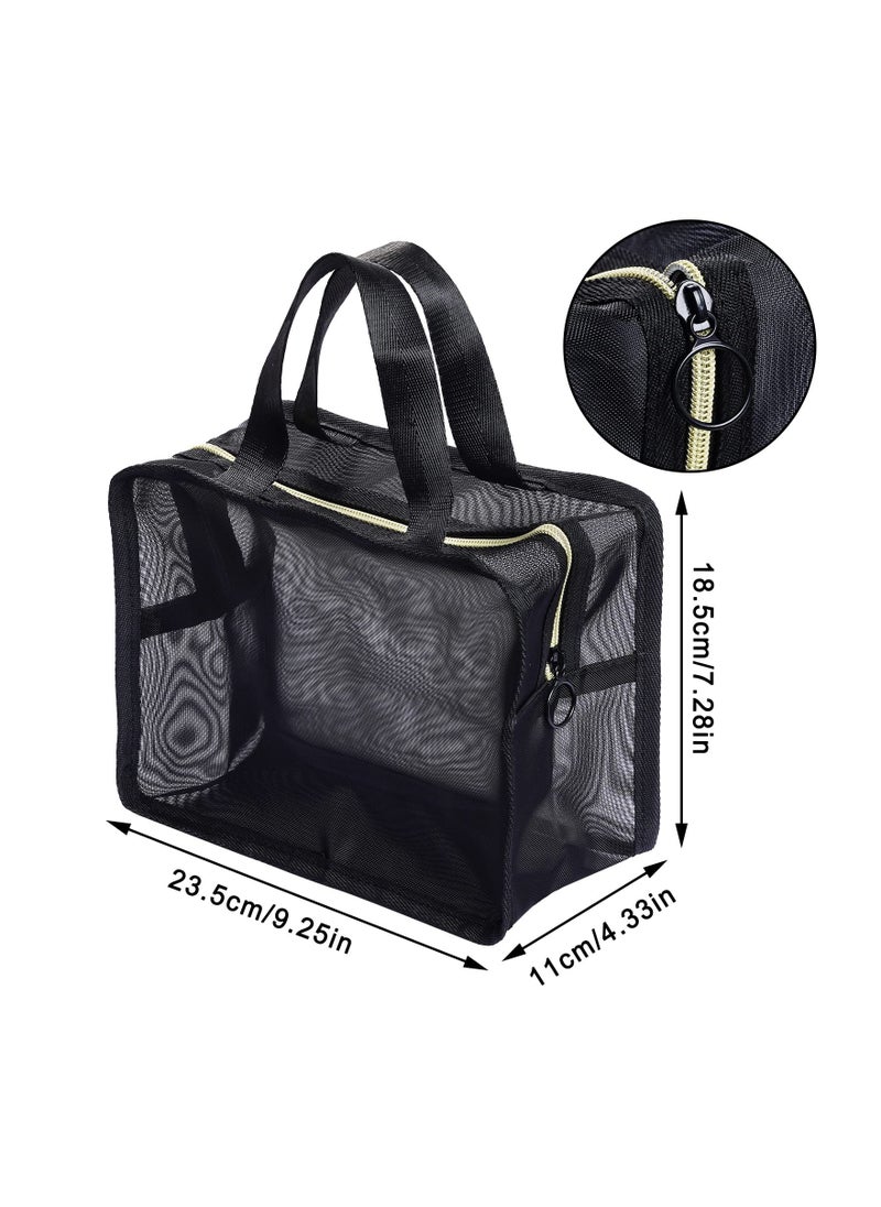 SYOSI - Gym Shower Bag Mesh Shower Caddy Tote Portable Toiletry Quick Dry Hanging Basket Organizer Accessories for Gym College Dorm Room Black Medium - Image 1