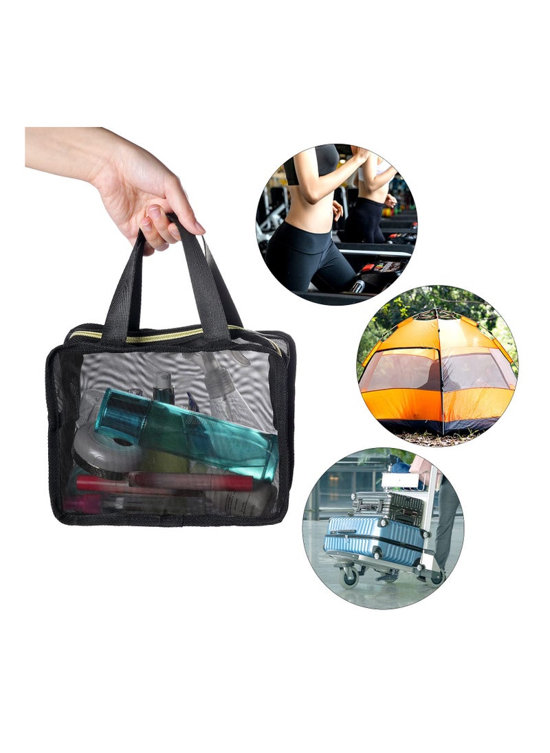 SYOSI - Gym Shower Bag Mesh Shower Caddy Tote Portable Toiletry Quick Dry Hanging Basket Organizer Accessories for Gym College Dorm Room Black Medium - Image 1