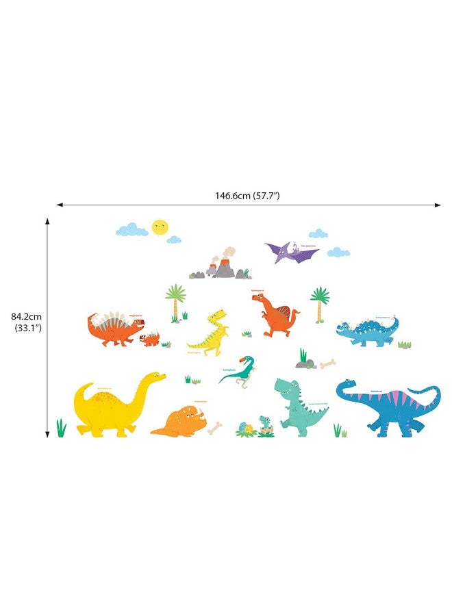 Decowall Dw1703 Colourful Dinosaur Kids Wall Stickers Wall Decals Peel And Stick Removable Wall Stickers For Kids Nursery Bedroom Living Room D?Cor Dino Boys Art Baby Playroom Vinyl Decorations - Image 5