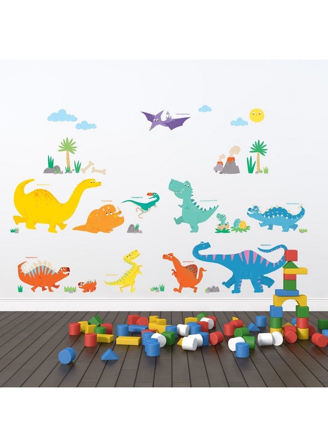 Decowall Dw1703 Colourful Dinosaur Kids Wall Stickers Wall Decals Peel And Stick Removable Wall Stickers For Kids Nursery Bedroom Living Room D?Cor Dino Boys Art Baby Playroom Vinyl Decorations - Image 2