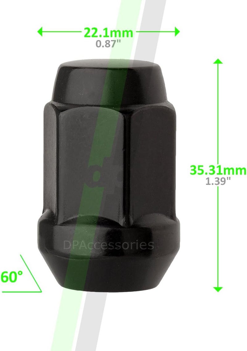 DPAccessories صواميل لوج DPAccessories 20 سوداء مغلقة النهاية على شكل بلّوط - مقعد مخروطي - 3/4" سداسي - Image 3