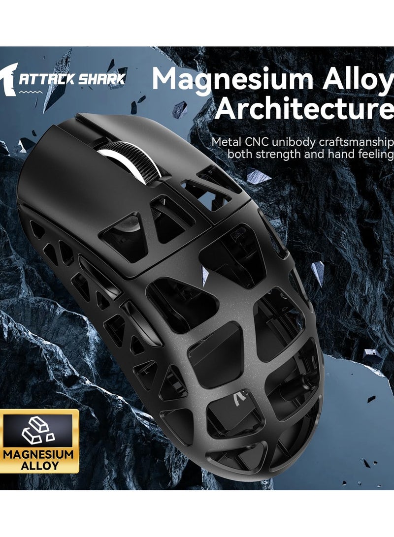 Attack Shark R3 46g Superlight Magnesium Alloy Wireless Gaming Mouse, BT/2.4Ghz/Wired Computer Mouse, 8000Hz Wireless Polling Rate, PAW3395 26K DPI Optical Sensor Programmable Mice for Win/Mac(Black) - Image 5