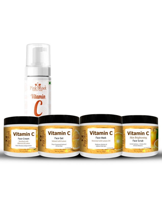 Pink Root Vitamin C Facial Kit for Skin Whitening & Brightening, Eliminates Fine Lines & Wrinkles, Sulphate & paraben Free (Vitamin C Treatment Kits) - Image 1