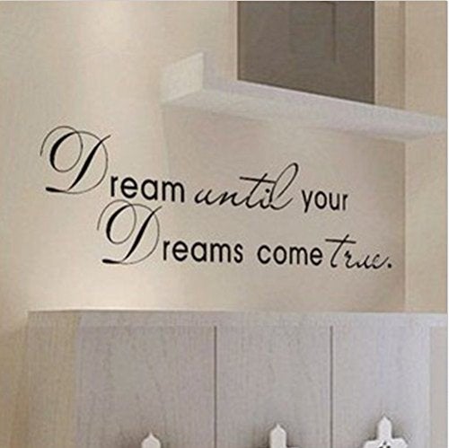 Picniva Black 10'' X 40'' Dream Until Your Dreams Come True Wall Famous PVC Wall Sticker Decal Quote Art Vinyl - Image 2