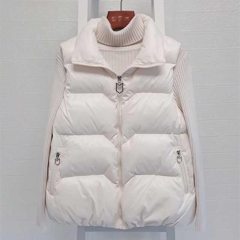 Down Cotton Vest Niche New Korean Style Short Loose All-Match Collar Vest Cotton-Padded Jacket Waistcoat - Image 5