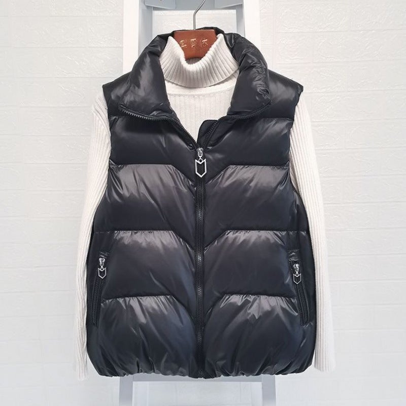 Down Cotton Vest Niche New Korean Style Short Loose All-Match Collar Vest Cotton-Padded Jacket Waistcoat - Image 2